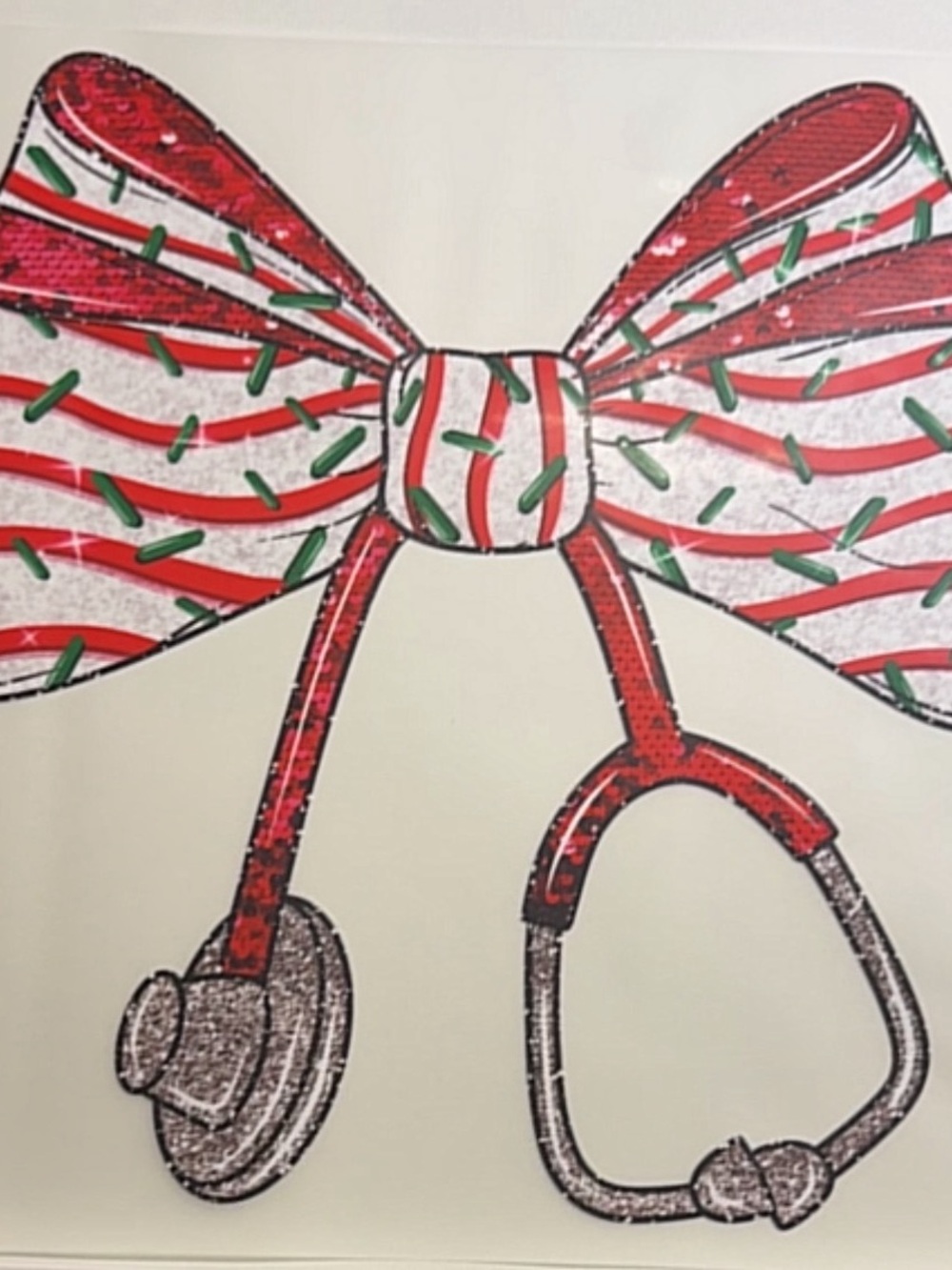 Holiday Bow Stethoscope tee shirt dtf pick the color of shir– Red, White & Green